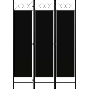 vidaXL Параван за стая, 3 панела, черен, 120x180 см (320702)