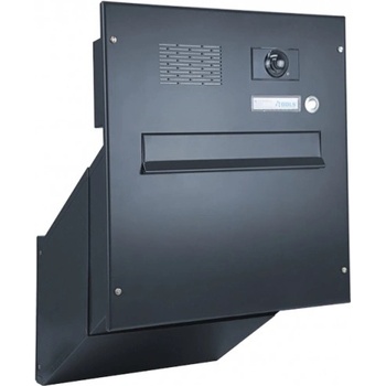 1x poštovní schránka D-241 k zazdění do sloupku + čelní deska s 1x zvonkem a kamerou ABB - lakovaná - RAL 9005 MAT. - ČERNÁ