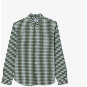 Lacoste Regular-Fit Plaid Poplin Shirt - Khaki