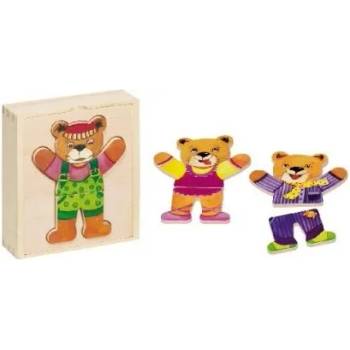 Image 1 of Goki - Дървен пъзел "Мече за обличане" в дървена кутия (57801)