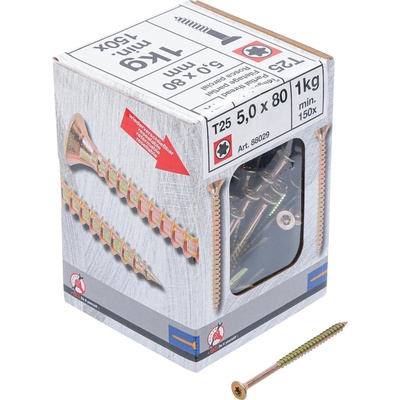 Kraftmann 88029 Viacúčelové skrutky T-profil T25 5,0 x 80 mm 1 kg / 150 ks