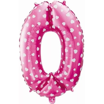 Lepaso Fóliový balónek číslo 0-9 růžový se srdíčky 61 cm%