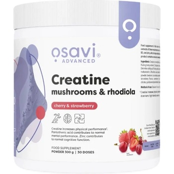 Osavi Creatine Monohydrate, Mushrooms & Rhodiola | with Lion's Mane, Cordyceps, Chaga [300 грама] Ягода с череша