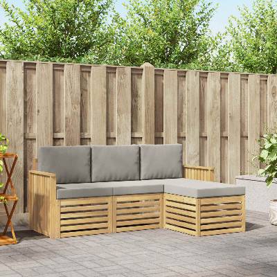 vidaXL Комплект дивани за открито 4 pcs Бяло и светлосиво (3391631)