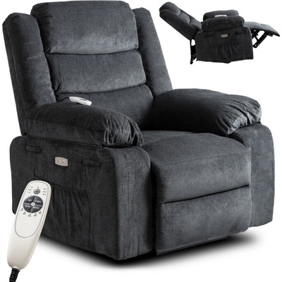 JAKS Masážne kreslo Jasper tmavo šedá látka