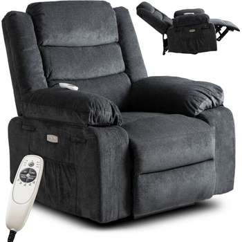 JAKS Masážne kreslo Jasper tmavo šedá látka