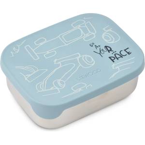 LIEWOOD Детски контейнер за храна Liewood Kid's Arthur Printed Lunchbox Food storage - Race Cars / Beach Blue - размер 5, 5 x 13 x 17 cm (532-3368-0911)