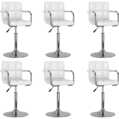 vidaXL Въртящи се трапезни столове, 6 бр, бели, изкуствена кожа (3087896)