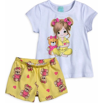 Dívčí pyžamo svítící ve tmě KYLY HOLČIČKA S MEDVÍDKEM bílé – Zboží Dáma