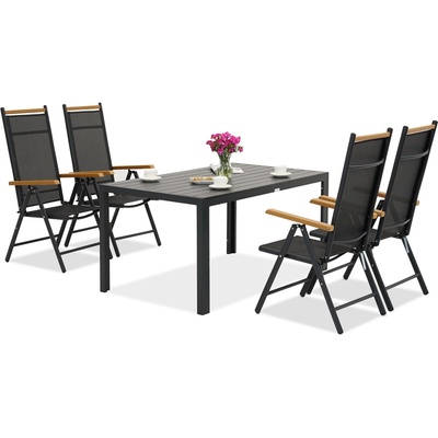 Garden Point Градински мебели от алуминиев polywood Verona Wood Garden Point за 4 души черни (GAP1200-4)