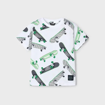 MAYORAL Тениска къс ръкав принт на скейтбордове аквамарин за мини момче Майорал