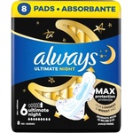 Always Ултра Найт, Размер 6, дамски превръзки, Дуо, s6, 8бр (8700216213905)