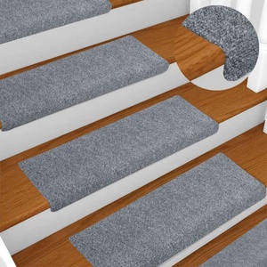 vidaXL Изтривалки за стълби, самозалепващи се, 15 бр. , 65x21x4 см, светлосиви, правоъгълни, кант