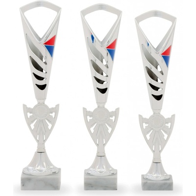Pohár DESIGN výška 36 cm stříbrný/trikolora