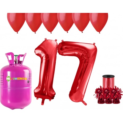 HeliumKing Helium párty set na 17. narozeniny s červenými balónky
