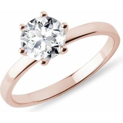 KLENOTA Zásnubný prsteň z ružového zlata s 1ct diamantom k0701024