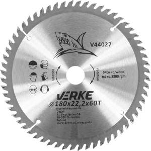 VERKE Режещ диск с твърдосплавни пластини 180x22, 2мм 60T 66340 (V44027)
