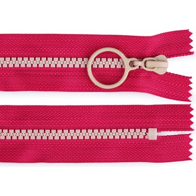 Kostěný zip barevný No 5 délka 15 cm s ozdobným jezdcem Varianta: 5 (145) pink béžová světlá, Balení: 1 ks