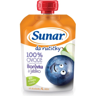 Sunar Do ručičky Čučoriedka a jablko 100% ovocia 4m+ 100 g