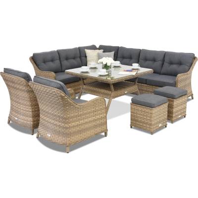 Garden Point Техноратанови градински мебели Toledo Comida 7 Ъглови + 2 пуфчета за капучино Garden Point (GAP323-ANG7PU)