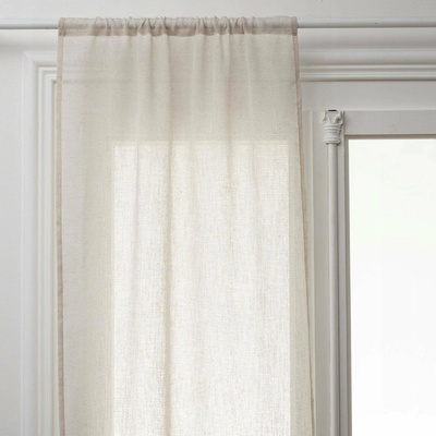 Atmosphera Krátké kuchyňské závěsy lněný efekt, 100% polyester, 2 kusy, 60 x 90 cm