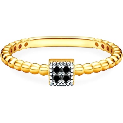 SAVICKI Пръстен: двуцветно злато. черни диаманти