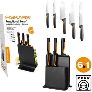 Fiskars Комплект ножове Functional Form New с поставка, 5 броя (FS 1057554)
