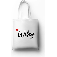 Personal plátená taška s potlačou Wifey biela