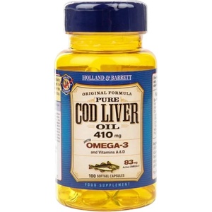Holland & Barrett Pure Cod Liver Oil 410 mg / with Vitamin A & D [100 Гел капсули]