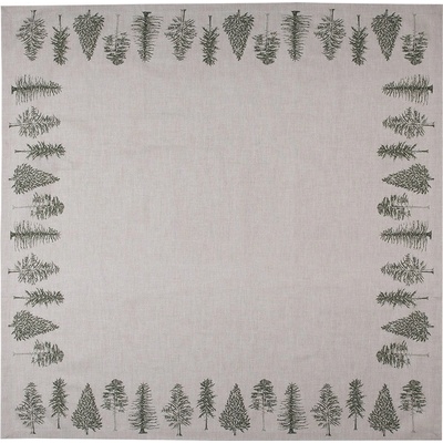 Clayre & Eef Béžový bavlna ubrus se stromky Natural Pine Trees 100x100 cm