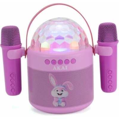 AKAI JoyBox Kids dětský karaoke set s reproduktorem 2 bezdrátovými mikrofony a RGB LED