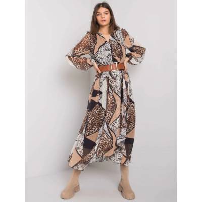 Dámske vzorované midi šaty LC-SK-22K-3038.78P beige-black