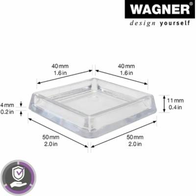Wagner Furniture Podtácky EH 0340 Průhledné 4 cm x 4 cm 4 kusy