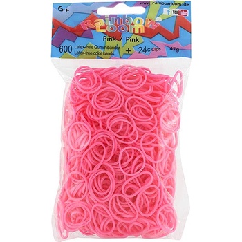 Gumičky na náramky Rainbow Loom 600 ks 24 ks C klipů růžová