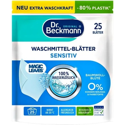 Dr. Beckmann MAGIC LEAVES Sensitive изпиращи ленти за бяло и цветно пране 25 бр