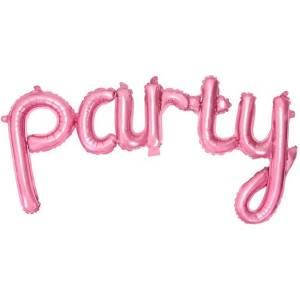 Party Deco Фолиев Надпис "Party" в Розово, 80х40см (FB4P-081)