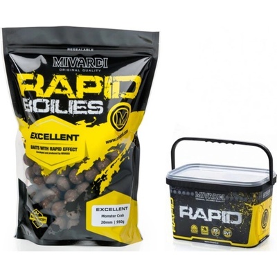 Mivardi Boilies Rapid Excellent Monster Crab 3,3kg 20mm + Kbelík na Krmení Rapid Box