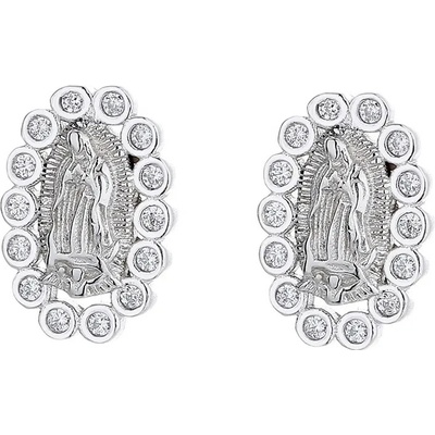Majya stříbrné náušnice PANNA MARIA se zirkony 10130