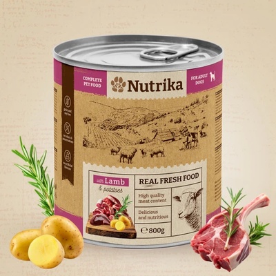 Nutrika Dog Food - консерва за израснали кучета от всички породи 800 гр