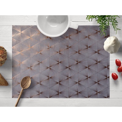Biante Zamatové prestieranie Isabela IBL-003 Rose Gold trojuholníky na sivom 30x40cm