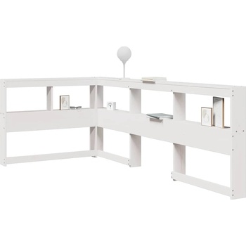 vidaXL Табла за книги с L-образна, бяла, 75 см, масивно дърво бор (859293)