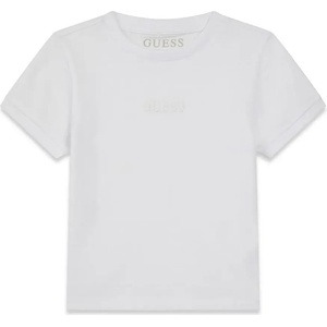 GUESS Бяла тениска за мини момче с бродиран бял надпис Guess