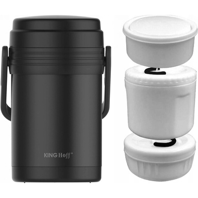 KingHoff termoska 1,5 l+ 3 dózy čierný