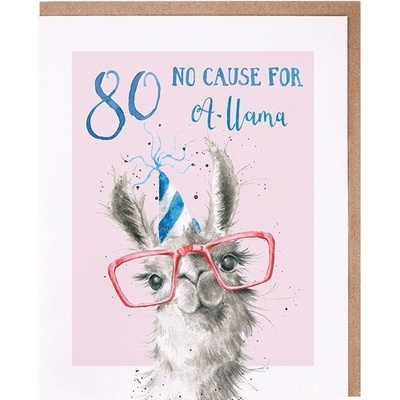 Narozeninové přání "80 No Cause For A-llama" - Lama