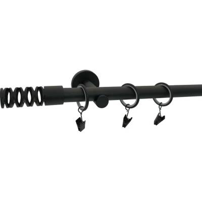 KovovégarnýžeCZ Jewel modern 19 mm Jednořadá prodloužená Bez kroužků černá matná 180 cm