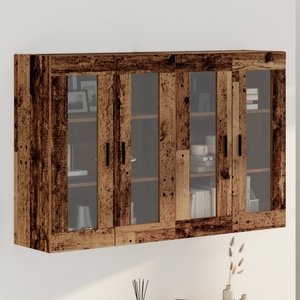vidaXL Стенни шкафове 2 бр. Старо дърво 69, 5 x 34 x 90 см (3394581)