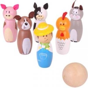 Bigjigs Toys - Дървен мини боулинг Ферма (BJ955)