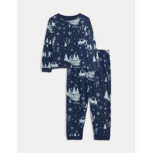 Marks & Spencer Пижама с мотив Disney Frozen, от чист памук (2-8 години) Marks & Spencer морскосин Marks & Spencer | Sin | Момчешки | 2-3 години