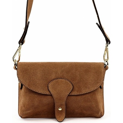 Malá pevná kožená semišová crossbody kabelka Luka no. 071 hnědá