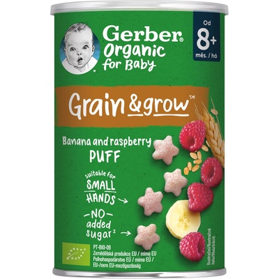 GERBER Organic křupky s malinami a banánem 35 g – Zboží Dáma